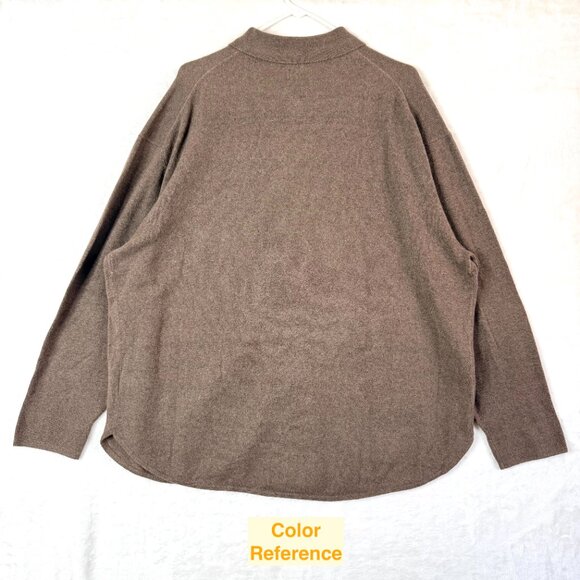 GAP CashSoft Ribbed Button Front Polo Cardigan Sweater Womens L Petite Brown - Picture 3 of 7